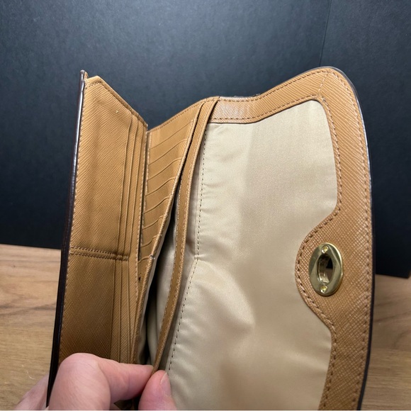 Coach Park Pebbled Leather Turnlock Tan Slim Envelope Wallet VTG EUC - Picture 12 of 15